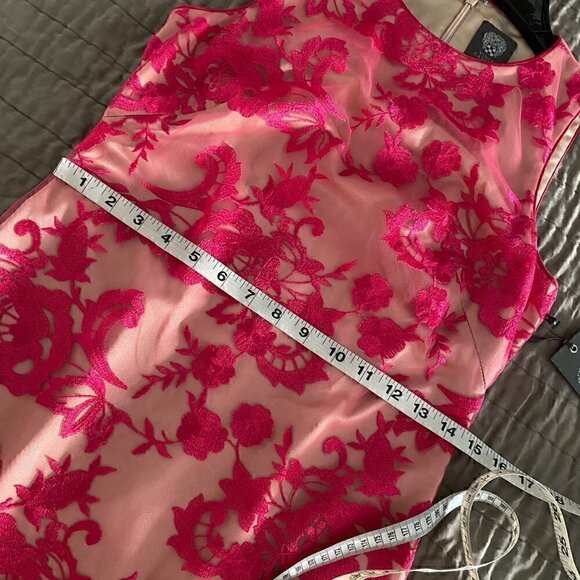 Vince Camuto Pink Fuschia Nude Floral Embroidered Lace Sleeveless Dress 0 - Picture 12 of 15